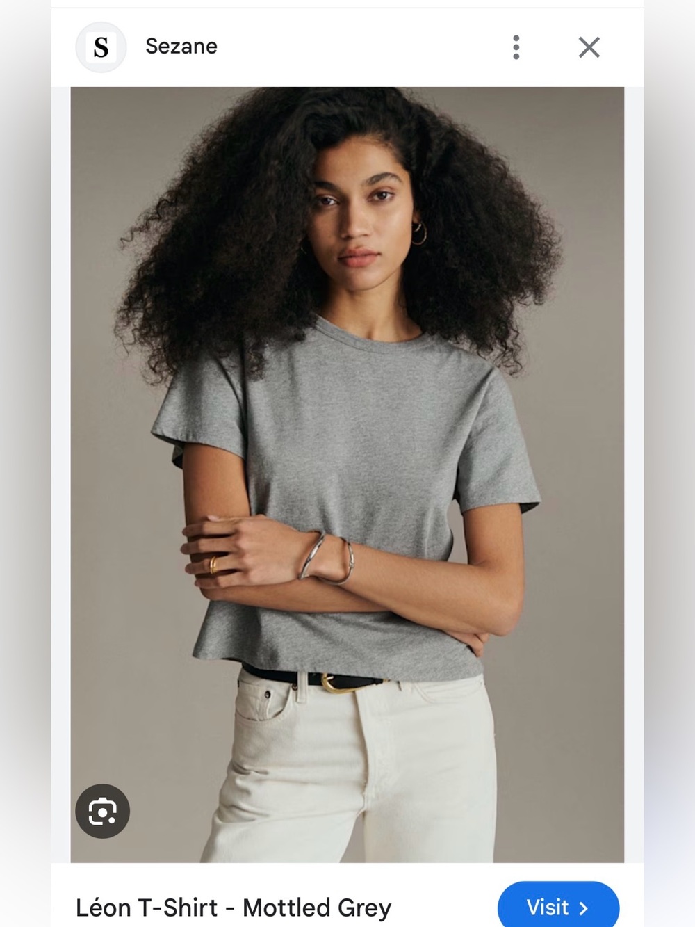 Sezane Mottled Grey Short-Sleeve Crewneck Tee